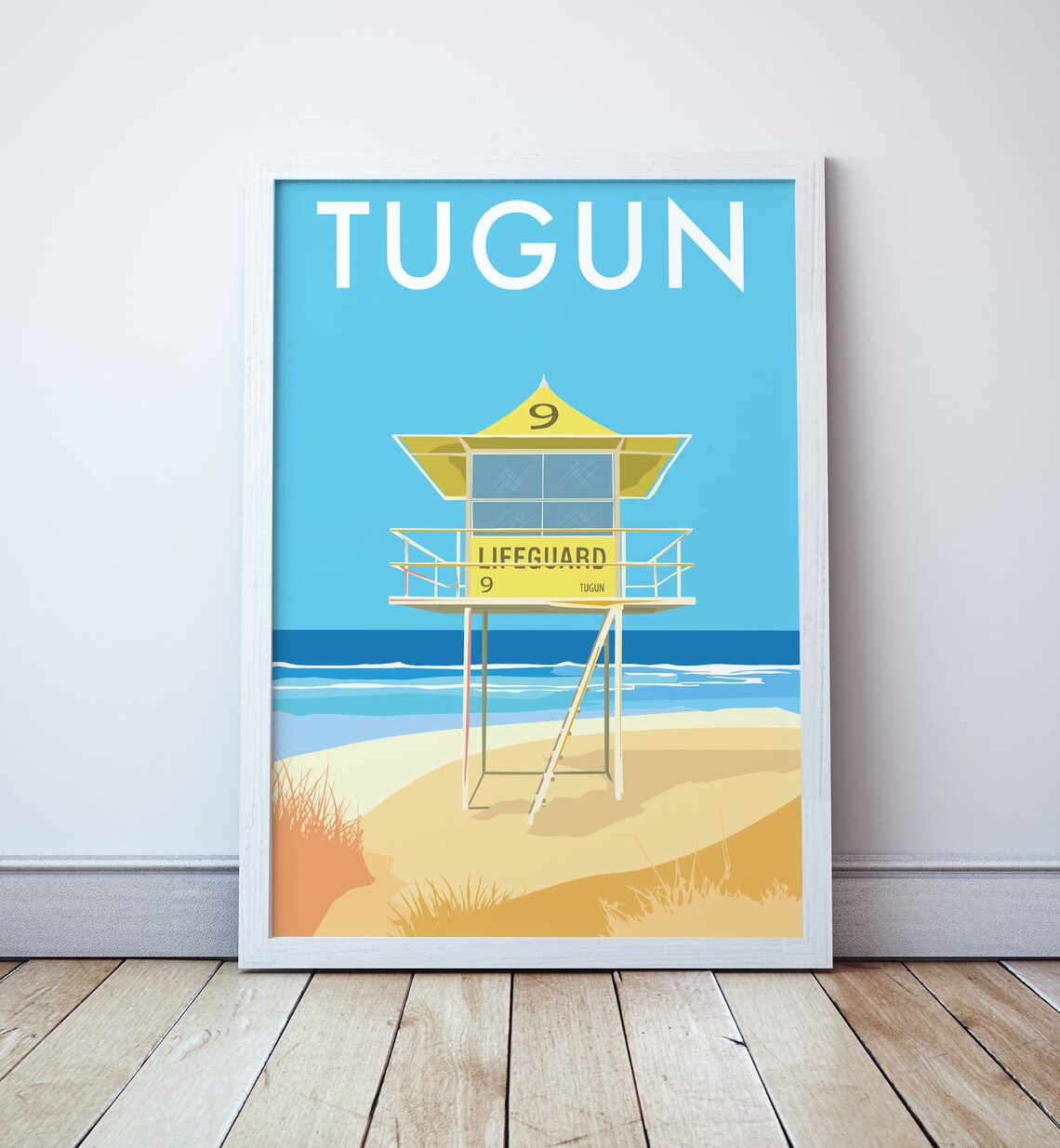 Tugun Beach Gold Coast Vintage Style Travel Poster