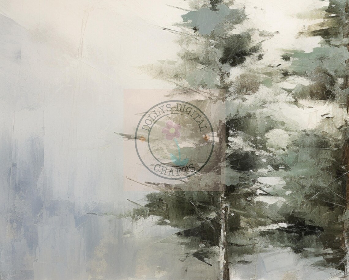 Snowy Pine Trees Misty Winter Forest Minimalist Nature Art Poster - Image 5