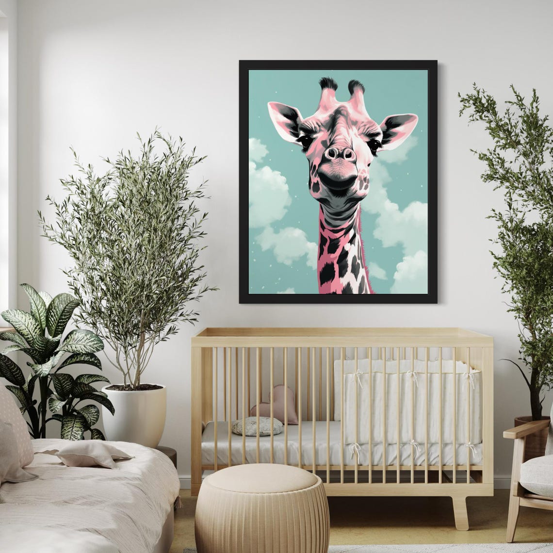 Pink Giraffe Face Pop Art Cute Animal Whimsical Nursery Poster - Image 5