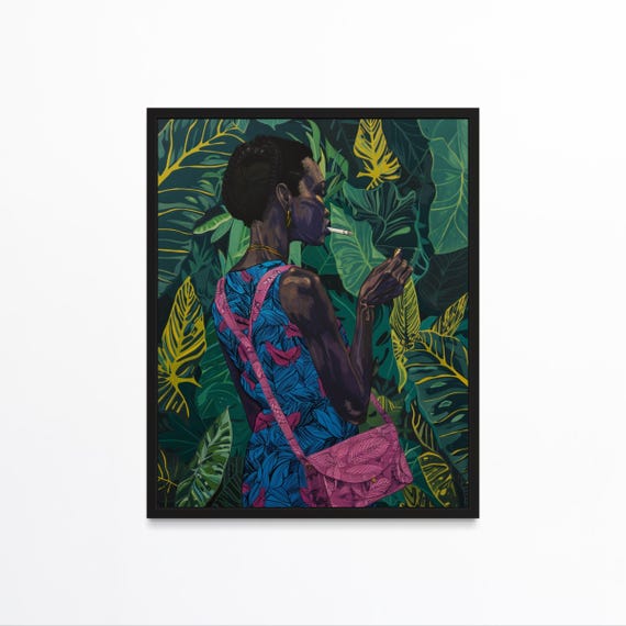 Black Woman Jungle Art Print Afrocentric Wall Art Modern Black Art Poster Black Girl Wall Art Bold African Fashion Artwork Home Decor