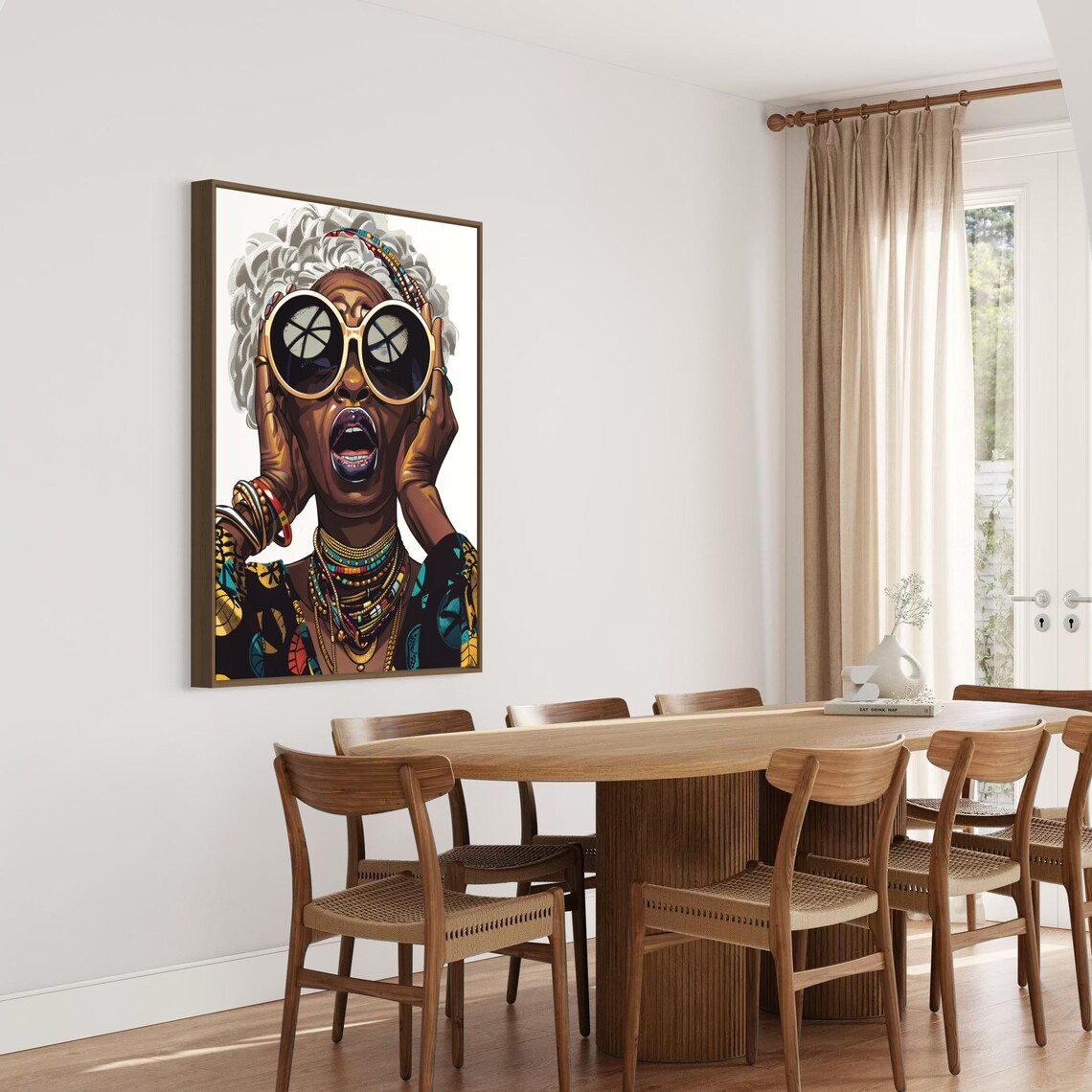Bold Black Woman With White Hair and Oversized Round Sunglasses Poster - Image 3