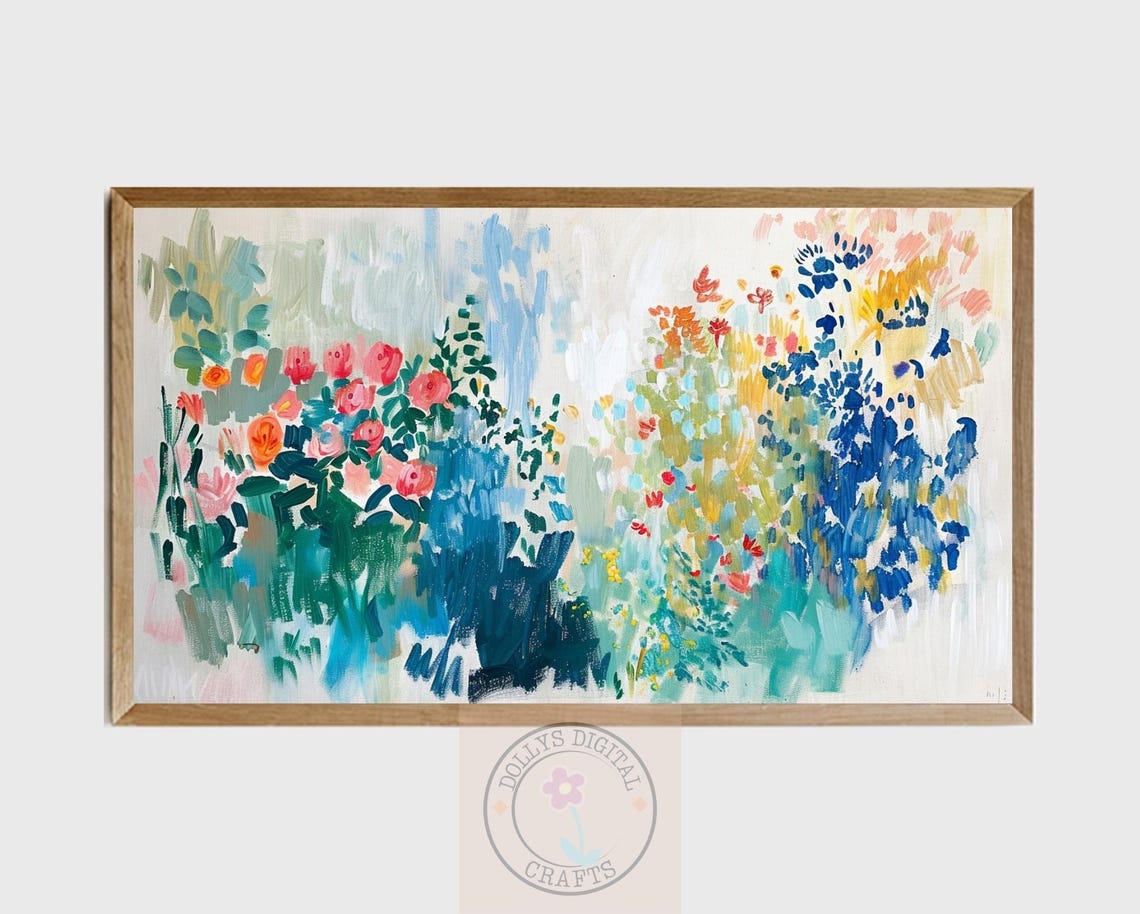 Abstract Floral Garden Brushstroke Painting Soft Botanical Poster