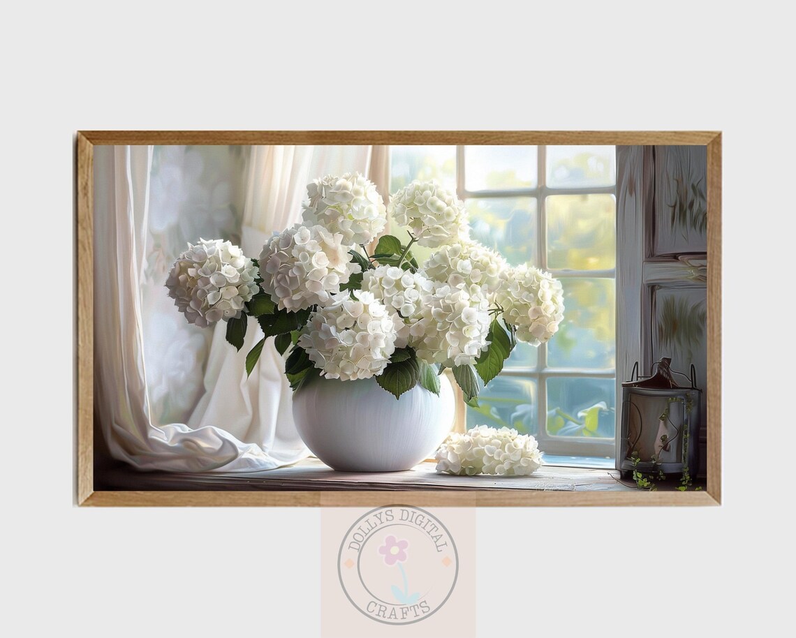 White Hydrangeas, Elegant Floral Artwork