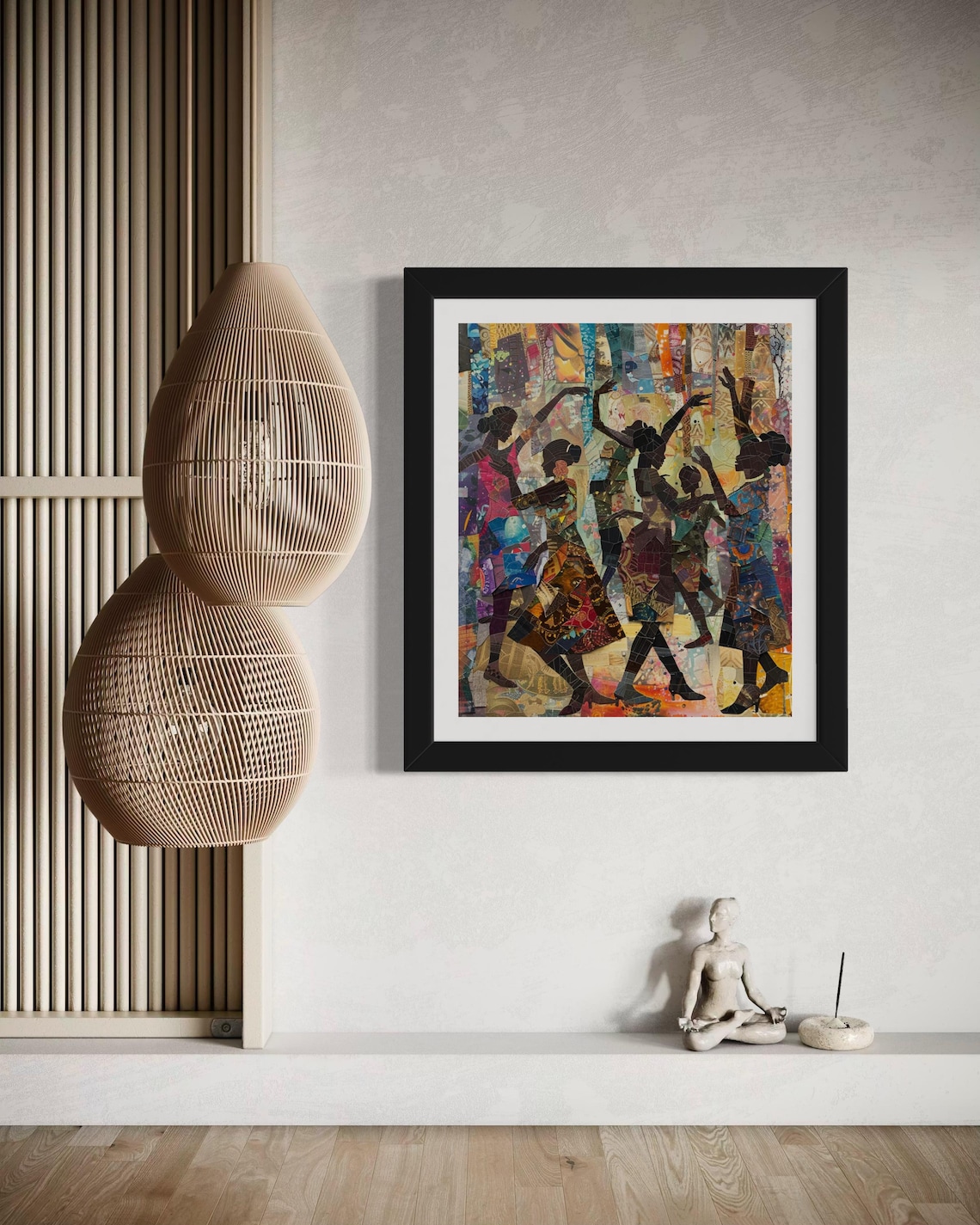 African Collage Art Print, Vibrant Dance Scene - Image 5