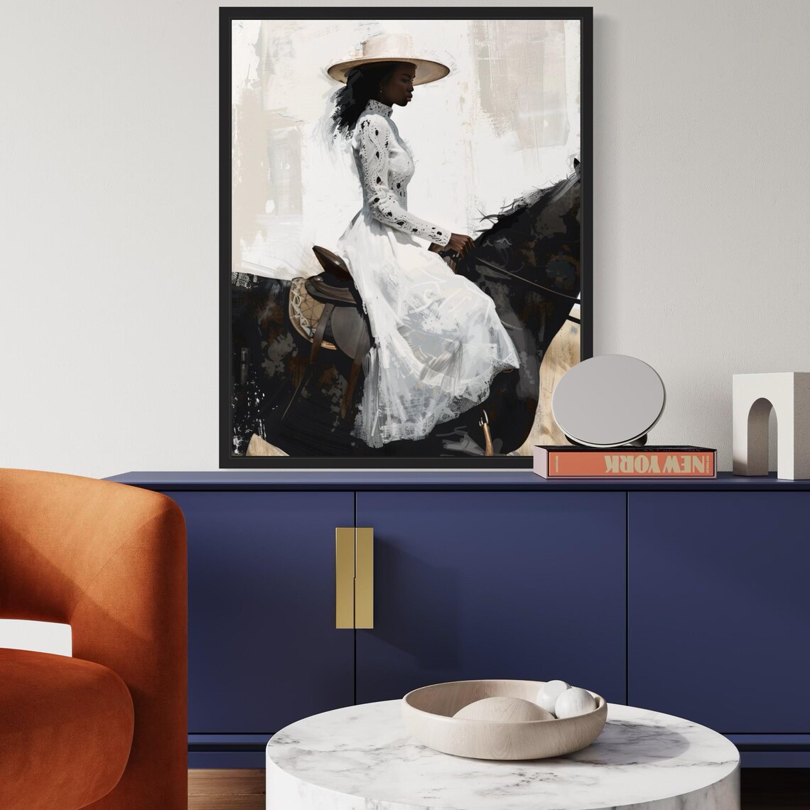 Black Girl On Horse, Modern Black Art Print - Image 2