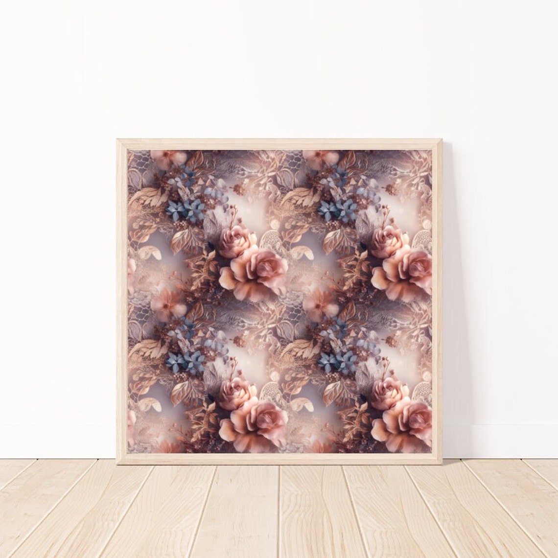 Dusty Rose Lace Floral Seamless Pattern Vintage Decor Poster