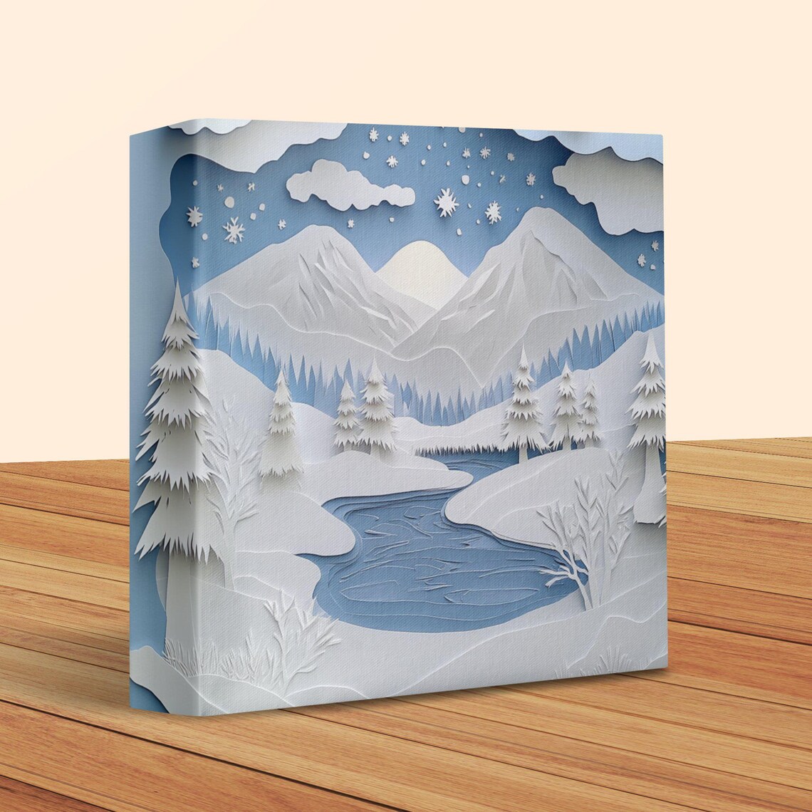 Winter Wonderland Snowy Mountain Landscape Art Print - Image 2