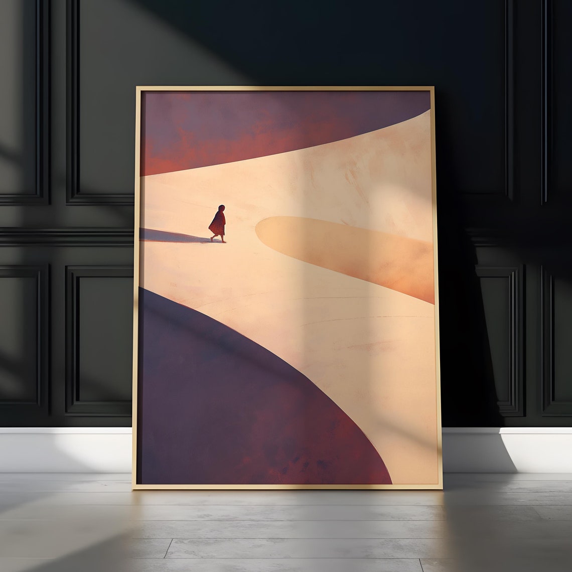Lone Wanderer Minimalist Warm Peach Desert Dunes Abstract Poster