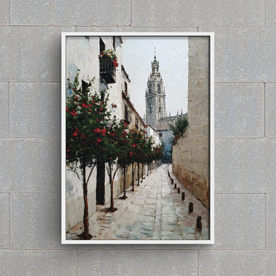 Calleja De Las Flores Spain Flower Street Cathedral Tower Poster