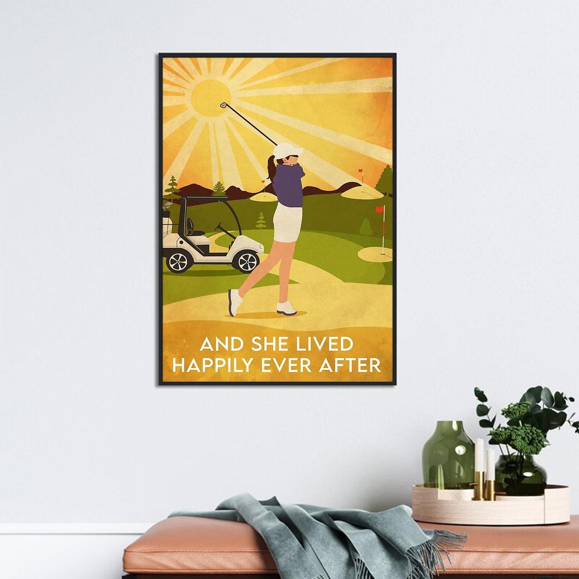 And She Lived Happily Ever After Modern Golfer Sunrise Poster - Image 2