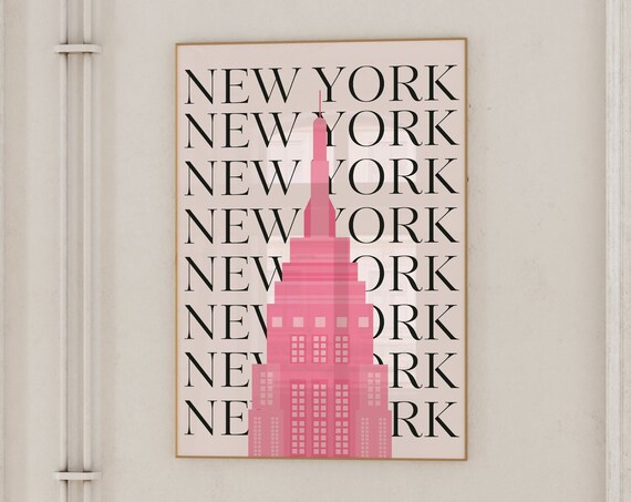 New York City Travel Printcute Trendy Wall Artpink Nyc Travel Exhibition Printdigital Art Downloadpreppy Nyc Postertrendy New York Art