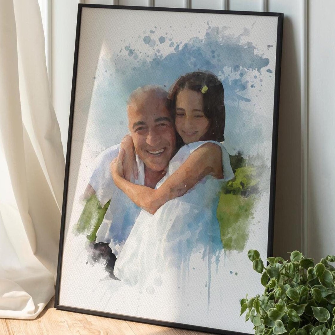 Custom Watercolor Portrait From Photo Personalized Family Mom Grandma Grandpa Birthday Gift Unique Wall Art For Home And Family Portrait