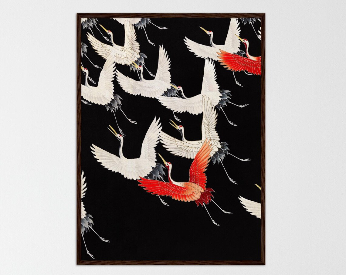 Vintage Crane Bird Painting, Bird Lover Gift