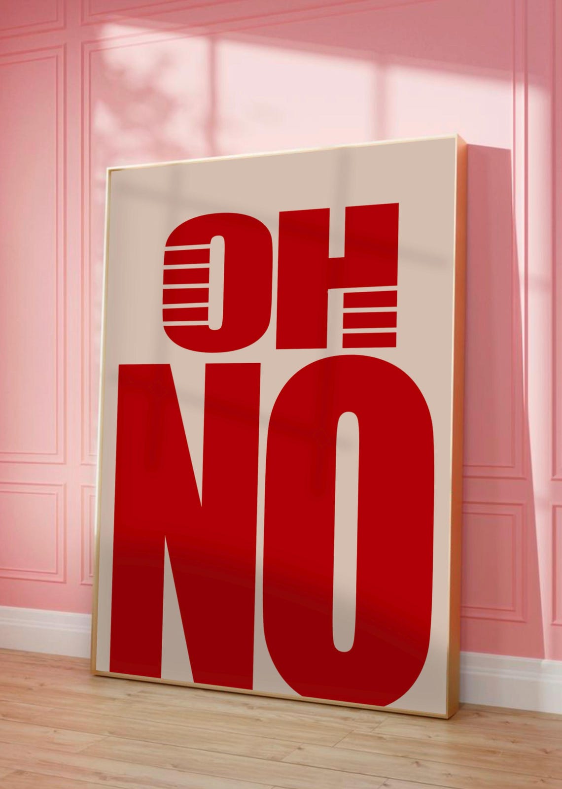 Oh No Giant Red Lettering Retro Typography Poster 70s Style Art