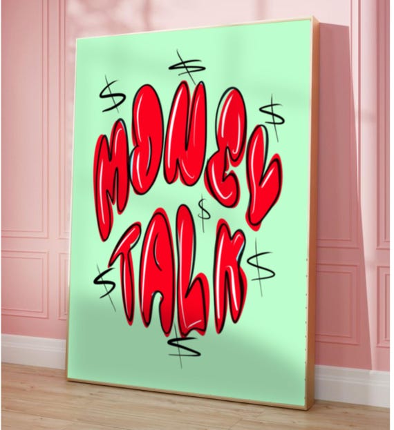 Money Talk Poster Trendy Wall Art Bold Design Print Coffee Gifts Living Room