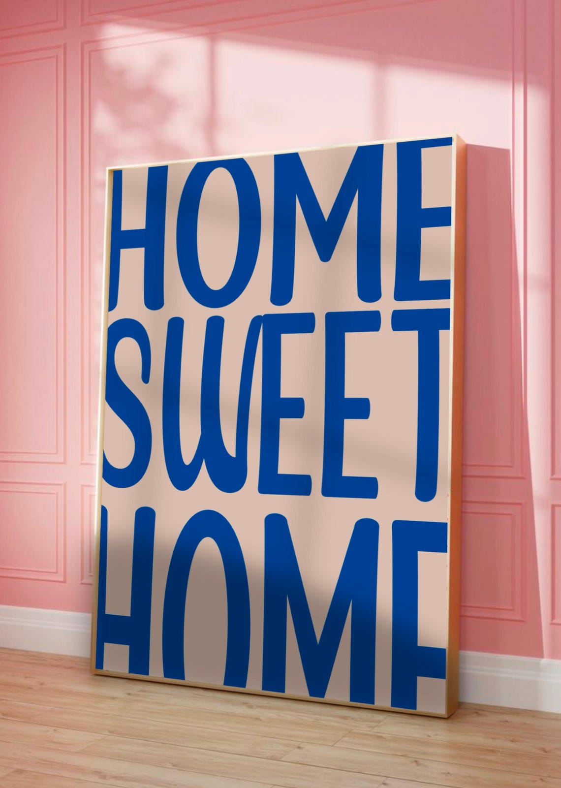 Home Sweet Home Big Blue Letters Retro Typography Poster 70s
