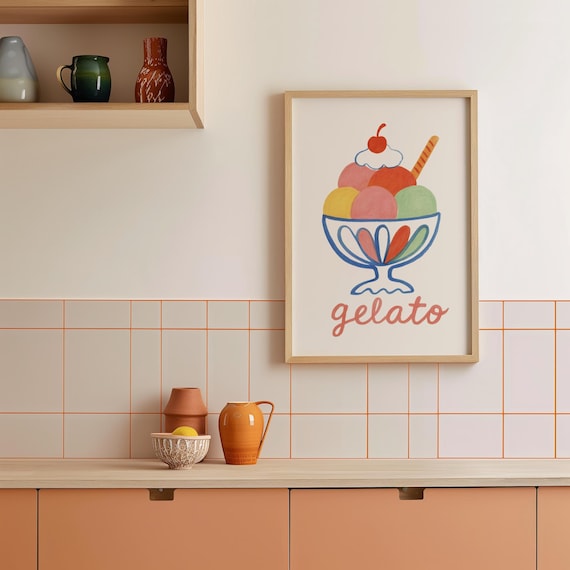 Gelato Print, Kids Kitchen Cooking Fun Art Print