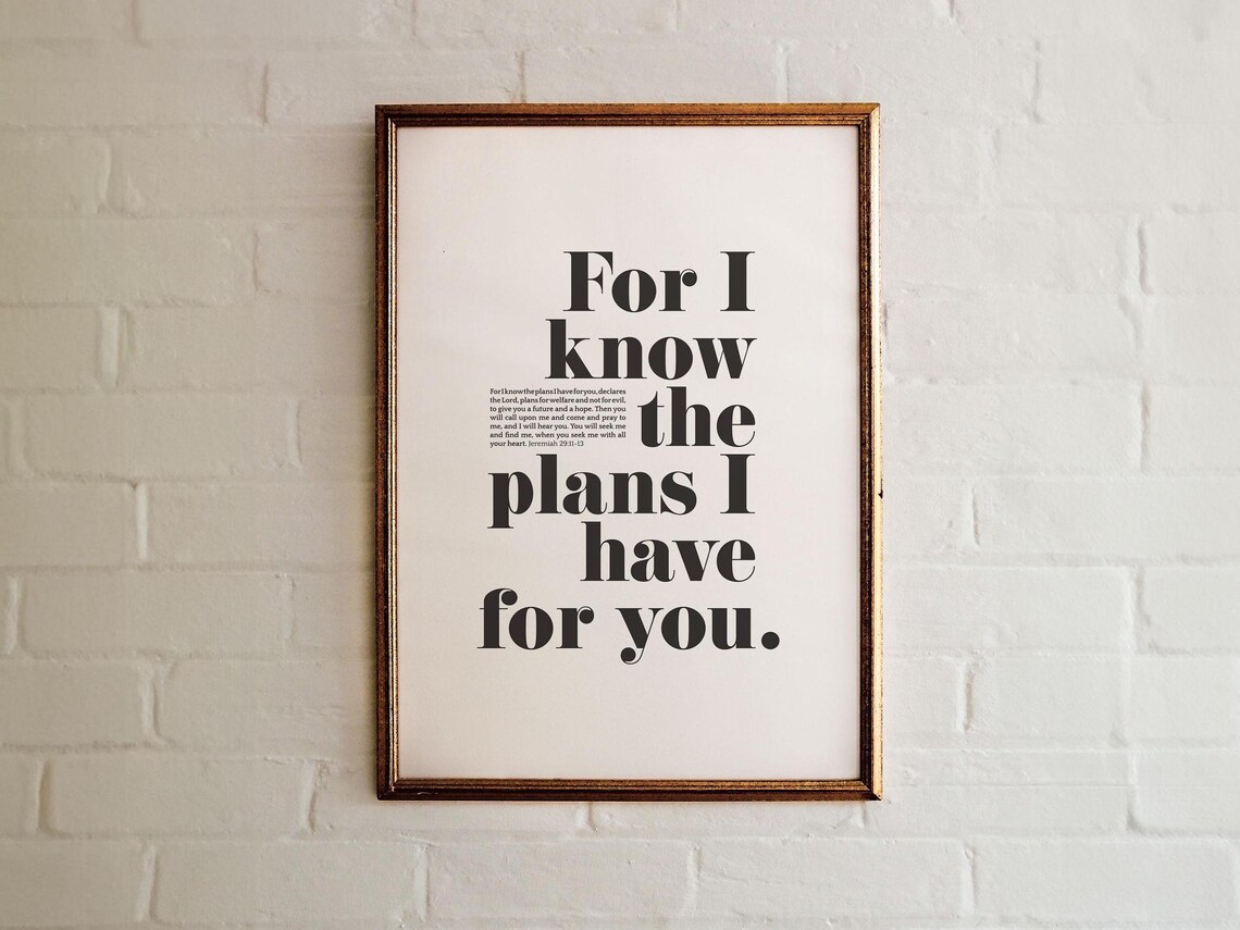 Jeremiah 29:11 Scripture Art, Christian Wall Print