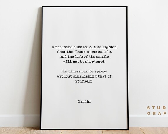 Gandhi A Thousand Candles Happiness Quote Minimal Typewriter Art Poster