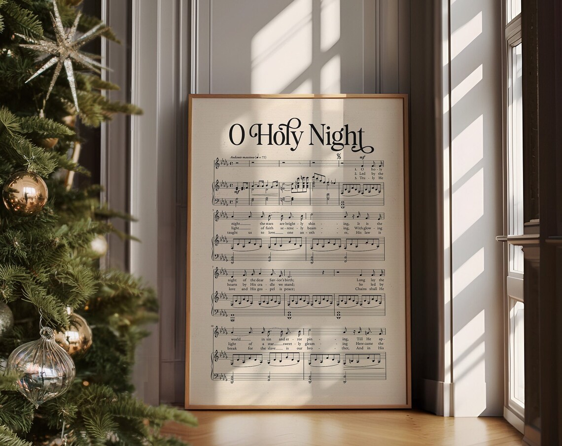 O Holy Night Vintage Christmas Carol Art Print
