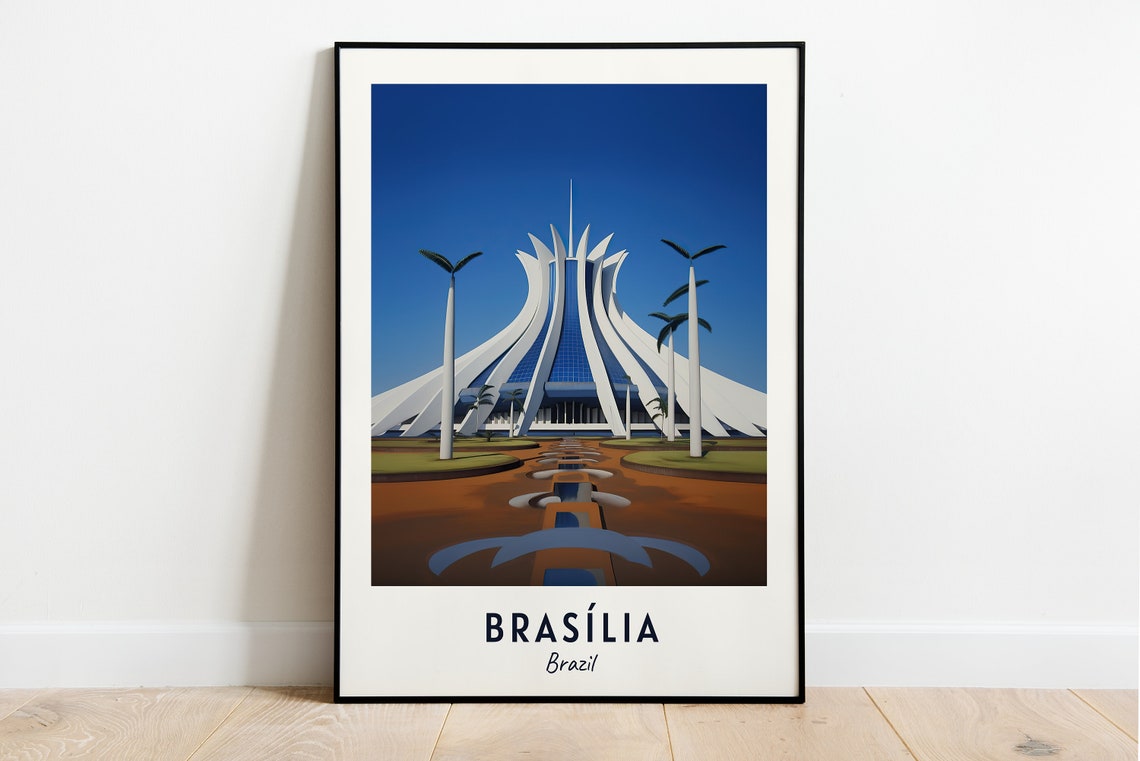 Brasília Brazil Cathedral Modernist Landmark Blue Sky Poster