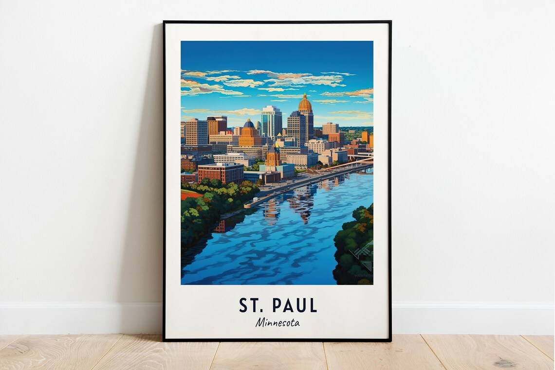 St Paul Minnesota Mississippi River Skyline Capitol Dome Poster