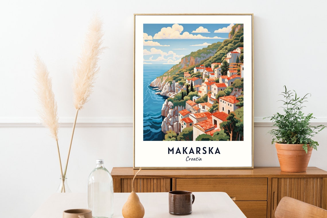 Makarska Riviera Travel Print Wall Art Makarska Croatia City Print Makarska Riviera Travel Gift Makarska Riviera Poster Travel Gift - Image 2