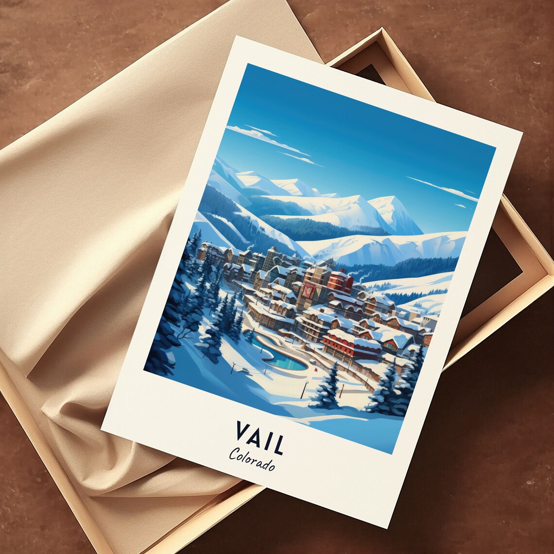 Vail Colorado Ski Village Panorama With Outdoor Ice Rink Poster - Image 3