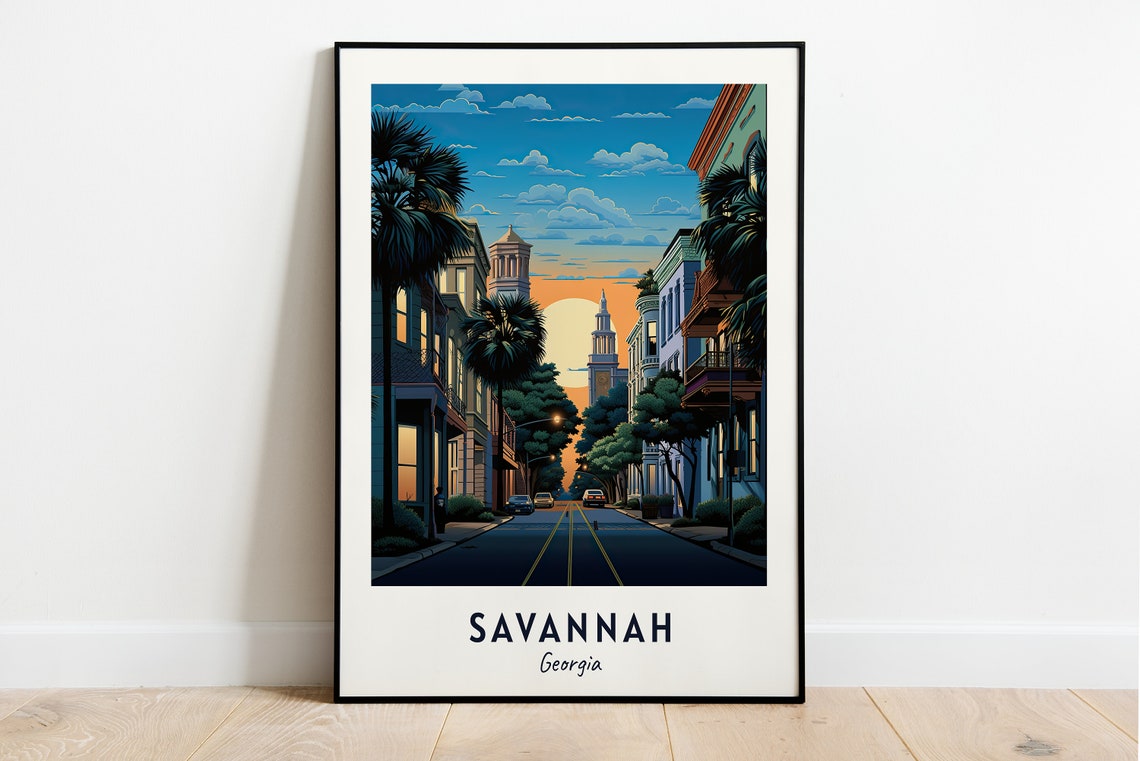 Savannah Travel Print Wall Art Savannah Georgia City Print Savannah Travel Gift Savannah City Poster Travel Gift