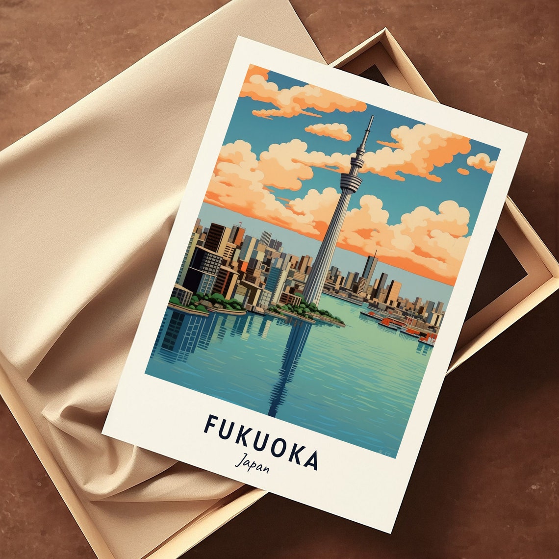 Fukuoka Tower Travel Print Wall Art Fukuoka Japan City Print Fukuoka Tower Travel Gift Fukuoka Tower Poster Wall Art - Image 3