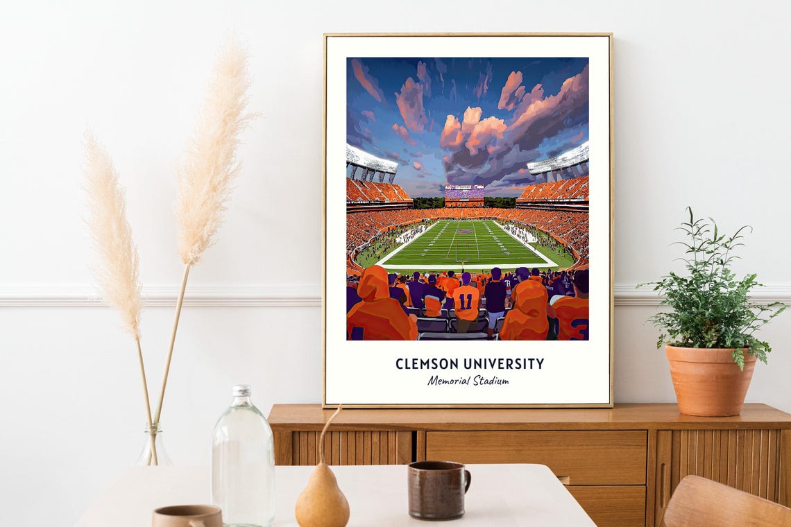 Clemson Memorial Stadium Sunset Orange Crowd Football Poster - Image 2