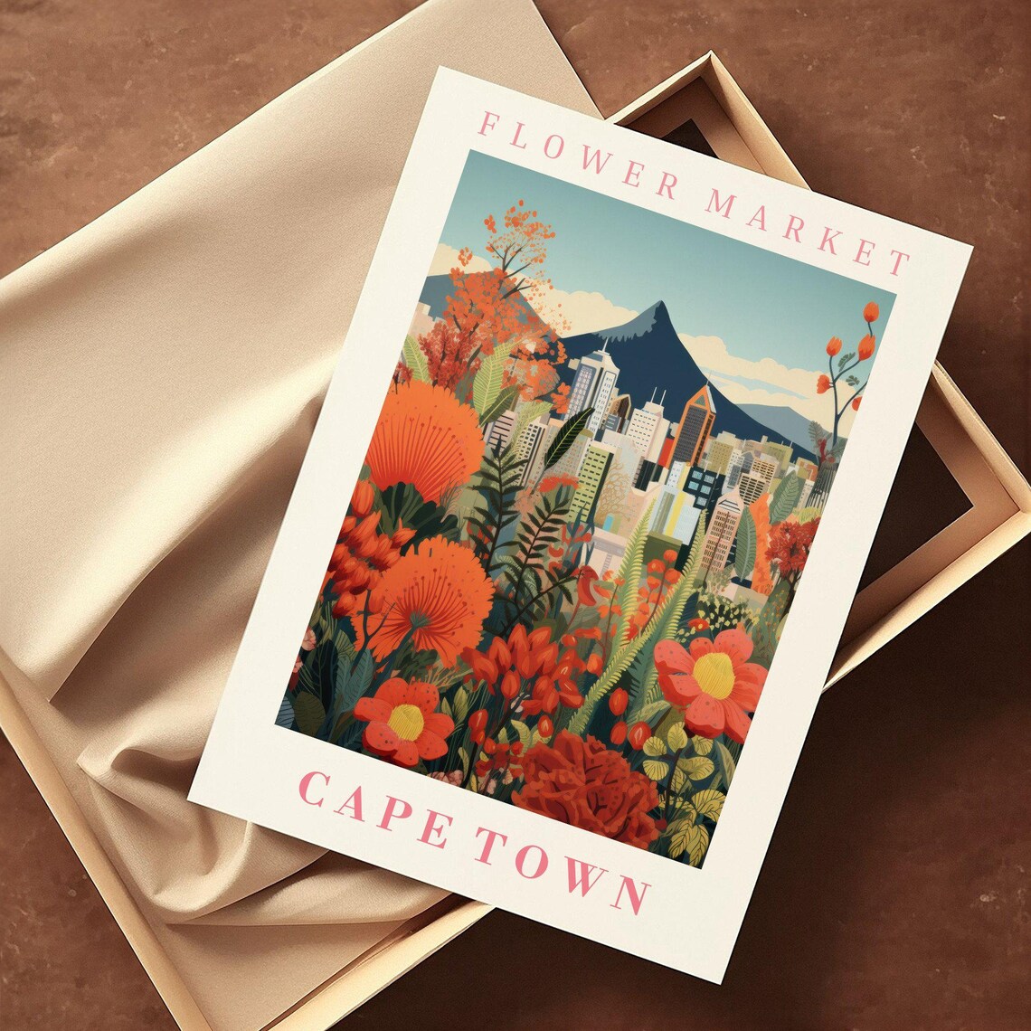 Cape Town Flower Market Poster Wall Decor South Africa Floral Illustration Botanical Gallery Wall Art Gift For Friend Travel Poster - Image 2