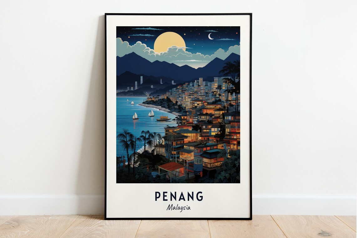Penang Malaysia Travel Poster, City Wall Art