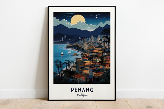 Penang Malaysia Travel Poster, City Wall Art