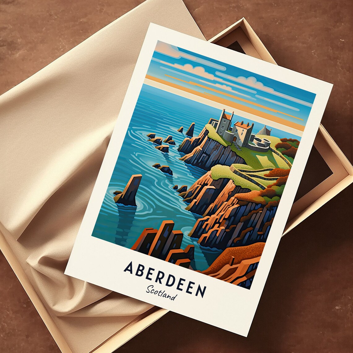 Dunnottar Castle Travel Poster, Aberdeen Scotland - Image 3