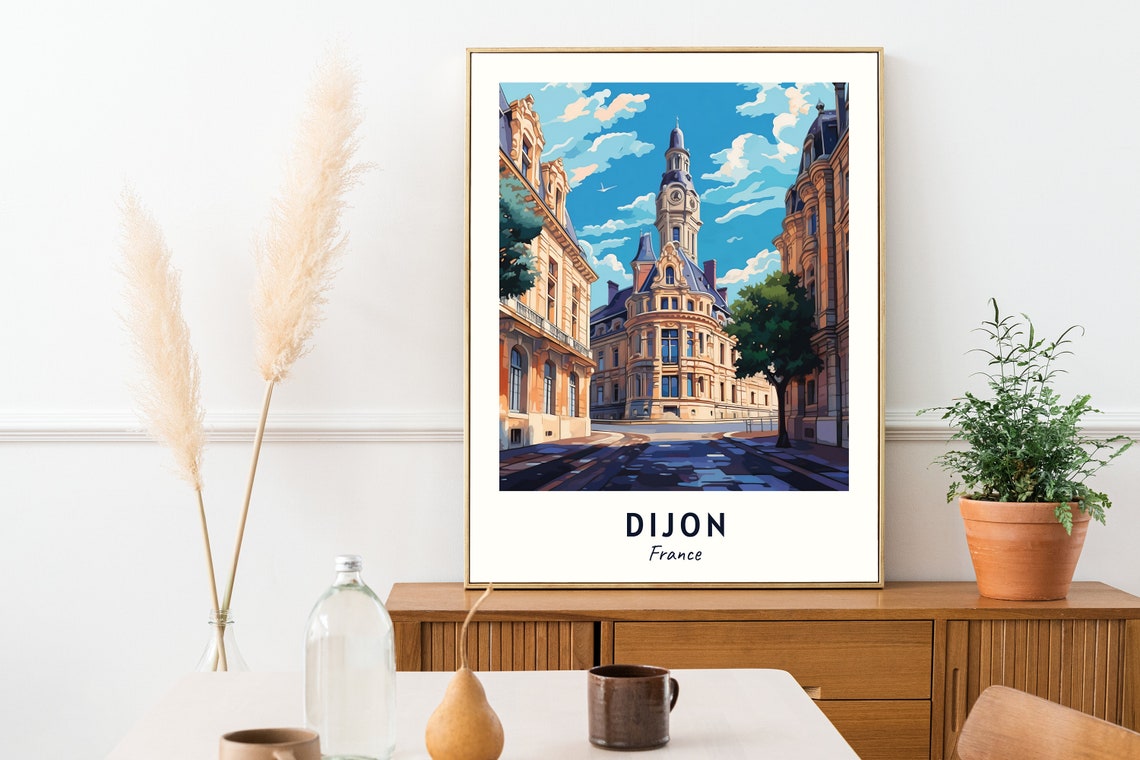 Dijon Travel Print Wall Art Dijon France City Print Dijon Travel Gift Dijon City Poster Travel Gift Wedding Gift - Image 2