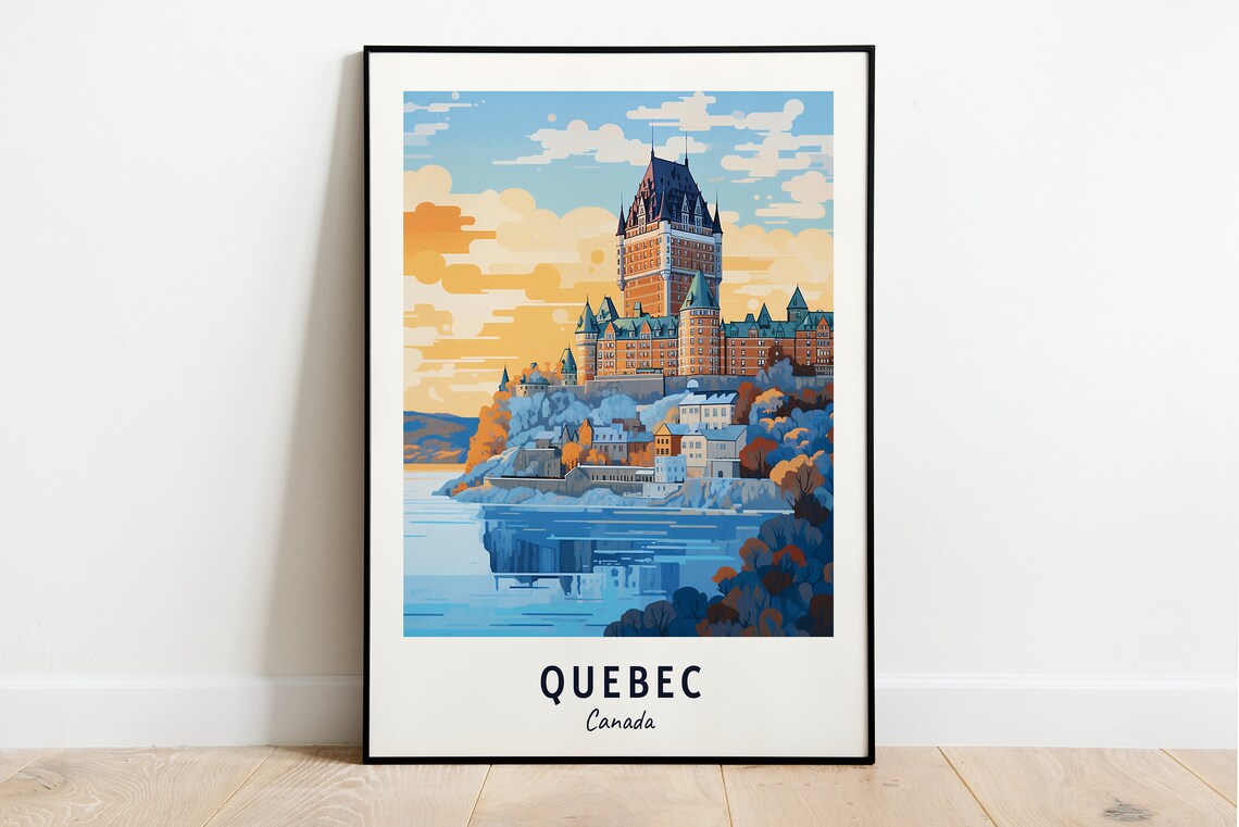 Quebec Travel Poster, Quebec Canada City Print
