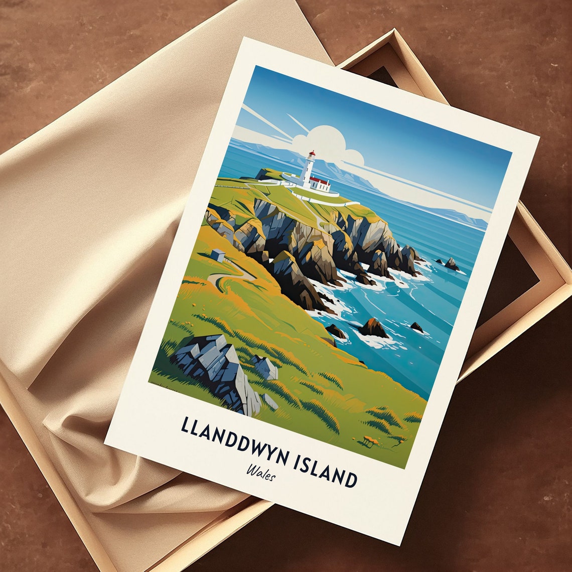 Llanddwyn Island Wales Lighthouse Rocky Sea Cliffs Path Poster - Image 3