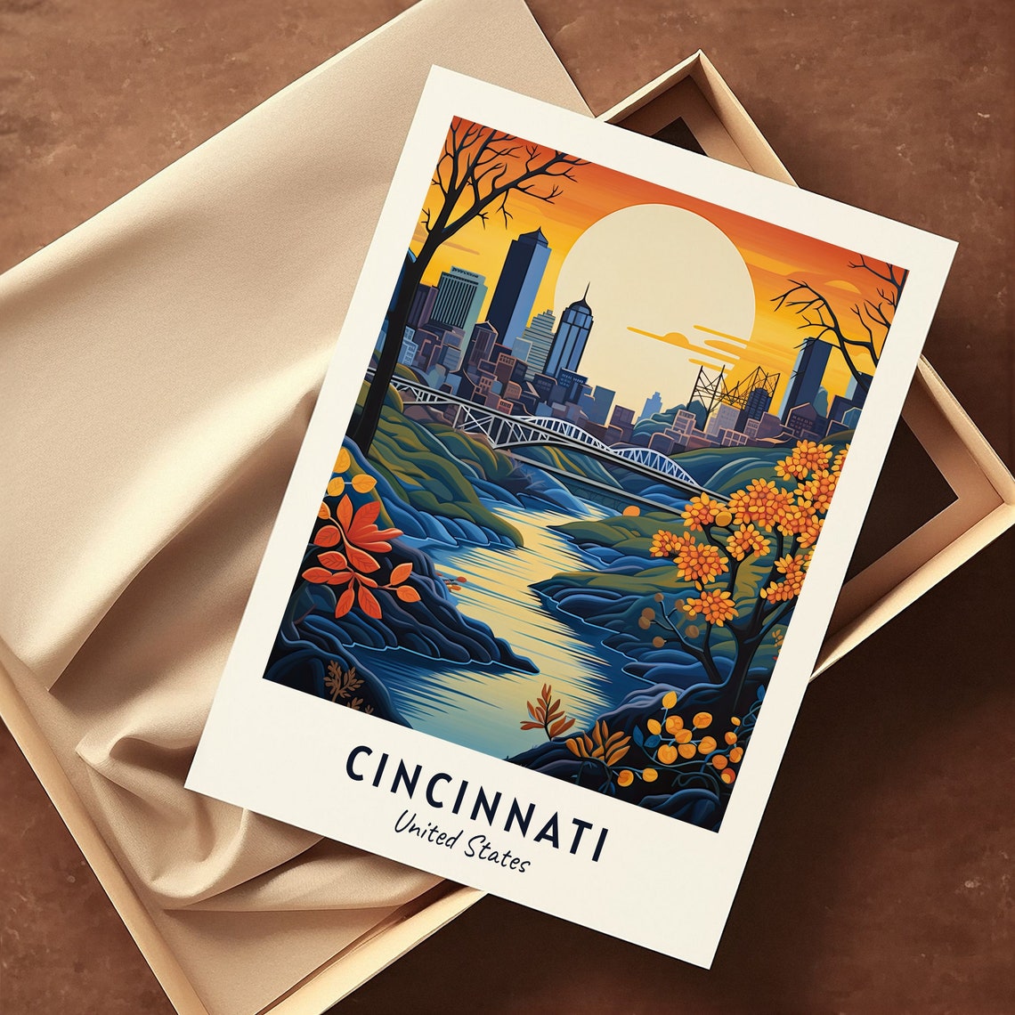 Cincinnati United States Travel Print Wall Art Cincinnati United States City Print Cincinnati United States Travel Gift Cincinnati - Image 3