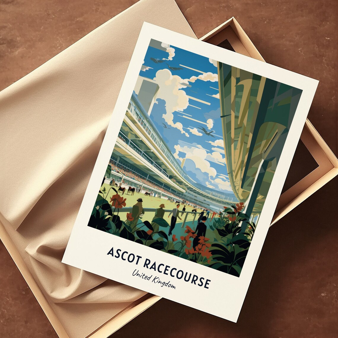 Ascot Racecourse United Kingdom Grandstand Horse Racing Travel Poster - Image 3