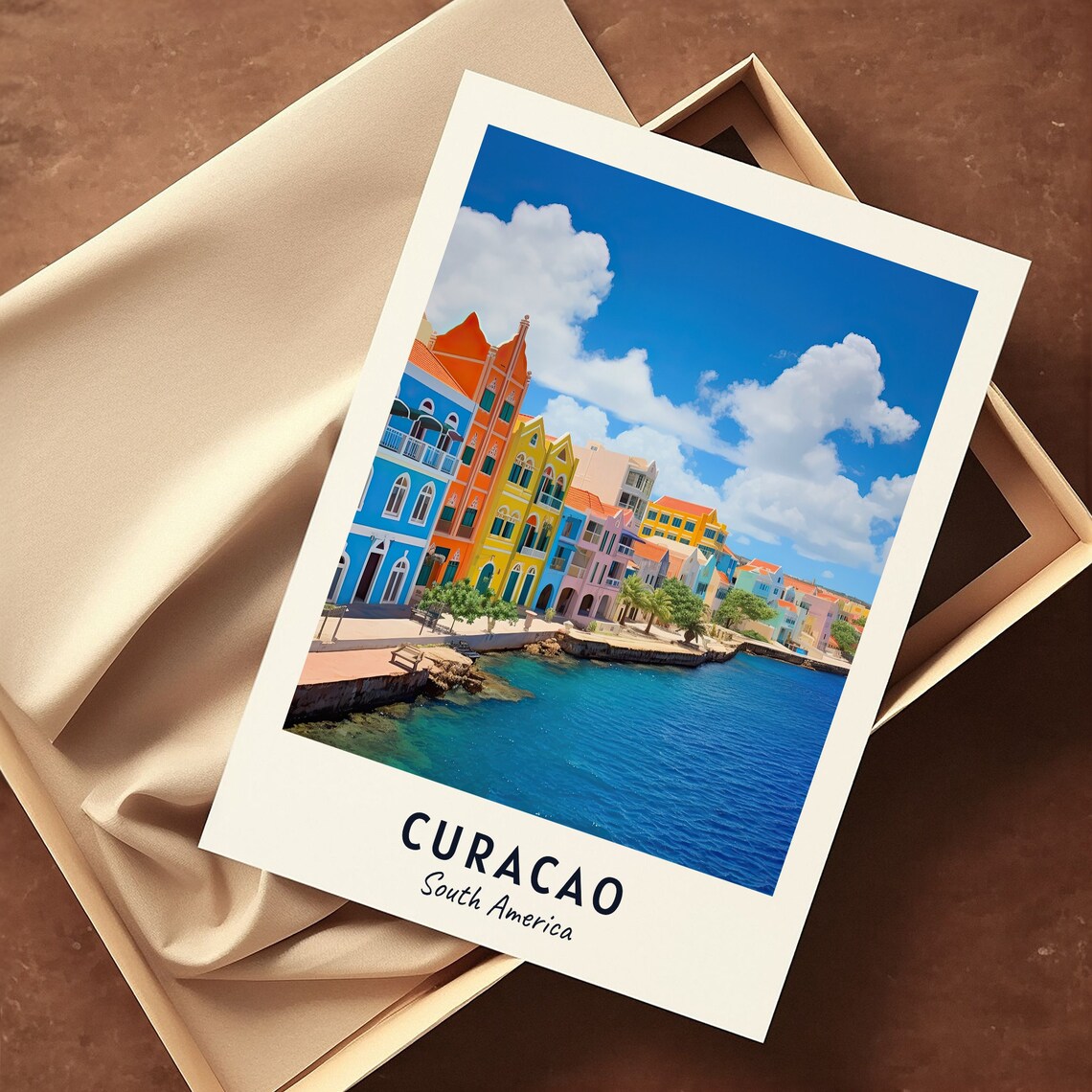 Curacao Caribbean Colorful Waterfront Buildings Travel Poster - Image 3