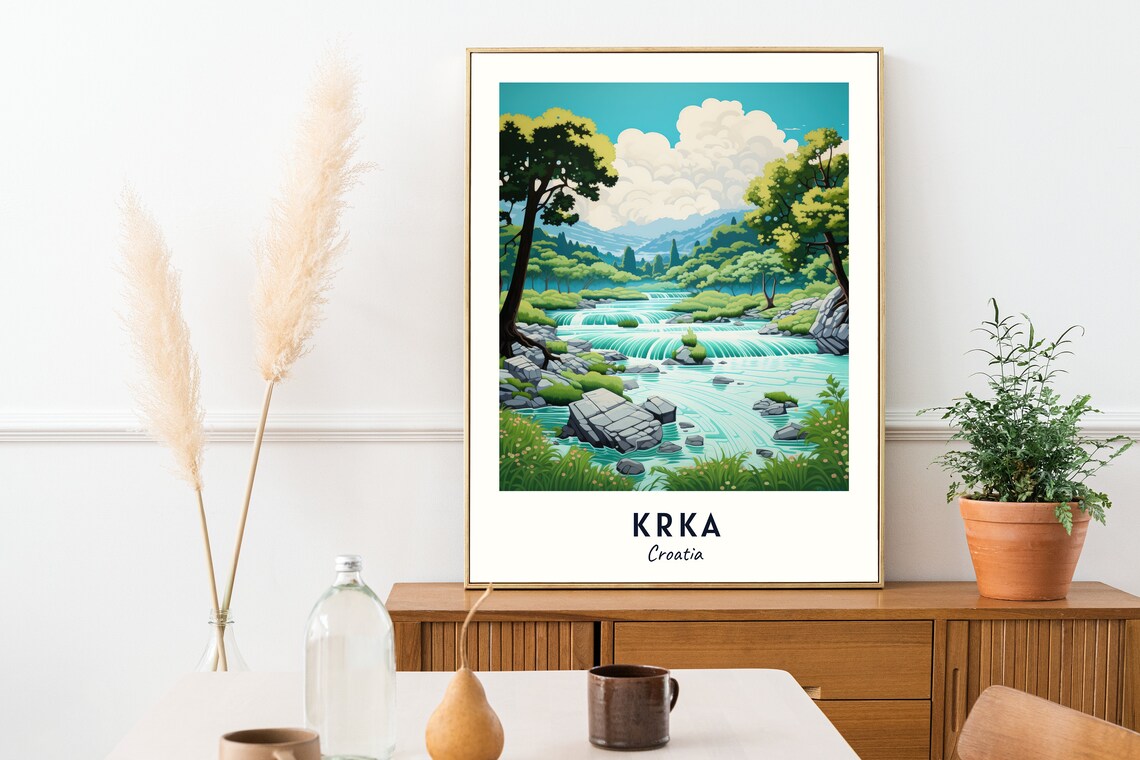 Krka Croatia Waterfalls National Park Cascades Travel Poster - Image 2