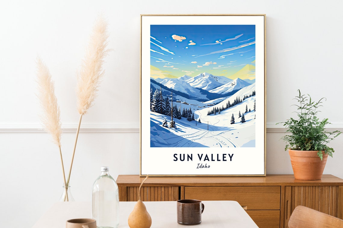 Sun Valley Idaho Sunrise Over Empty Slopes and Lift Poles Poster - Image 2