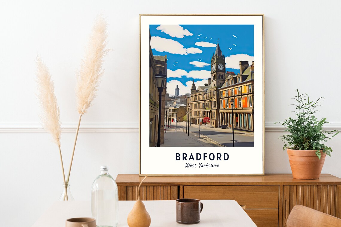 Bradford Travel Print Wall Art Bradford West Yorkshire City Print Bradford Travel Gift Bradford City Poster Wall Art - Image 2