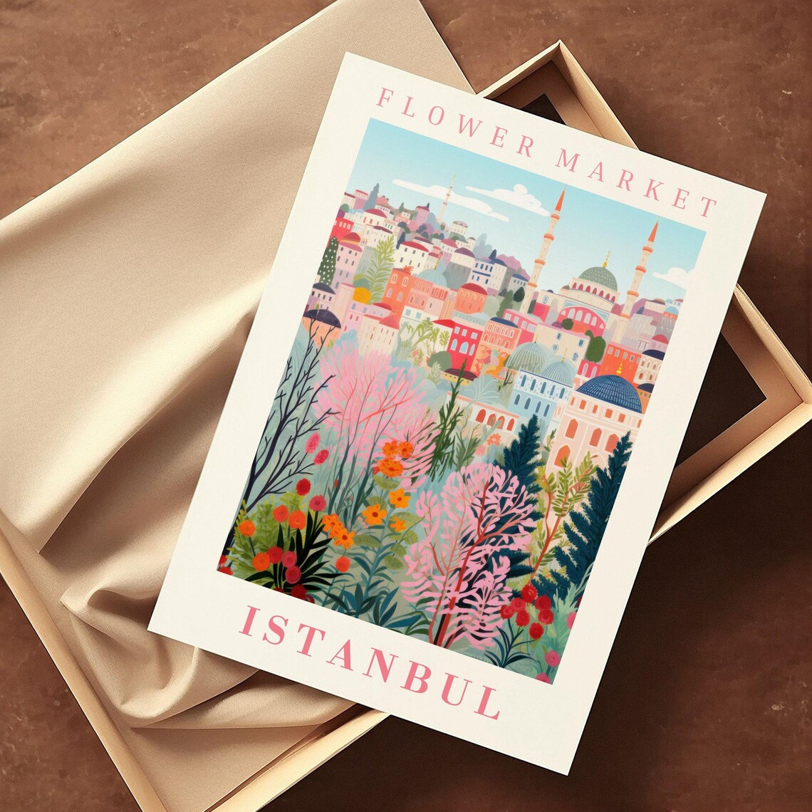 Istanbul Flower Market Travel Poster, Floral Illustration - Image 2