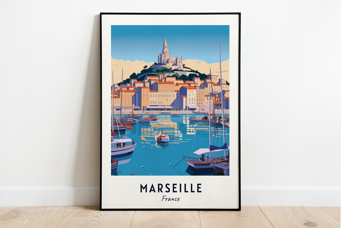 Marseille France Travel Poster, City Wall Art Print