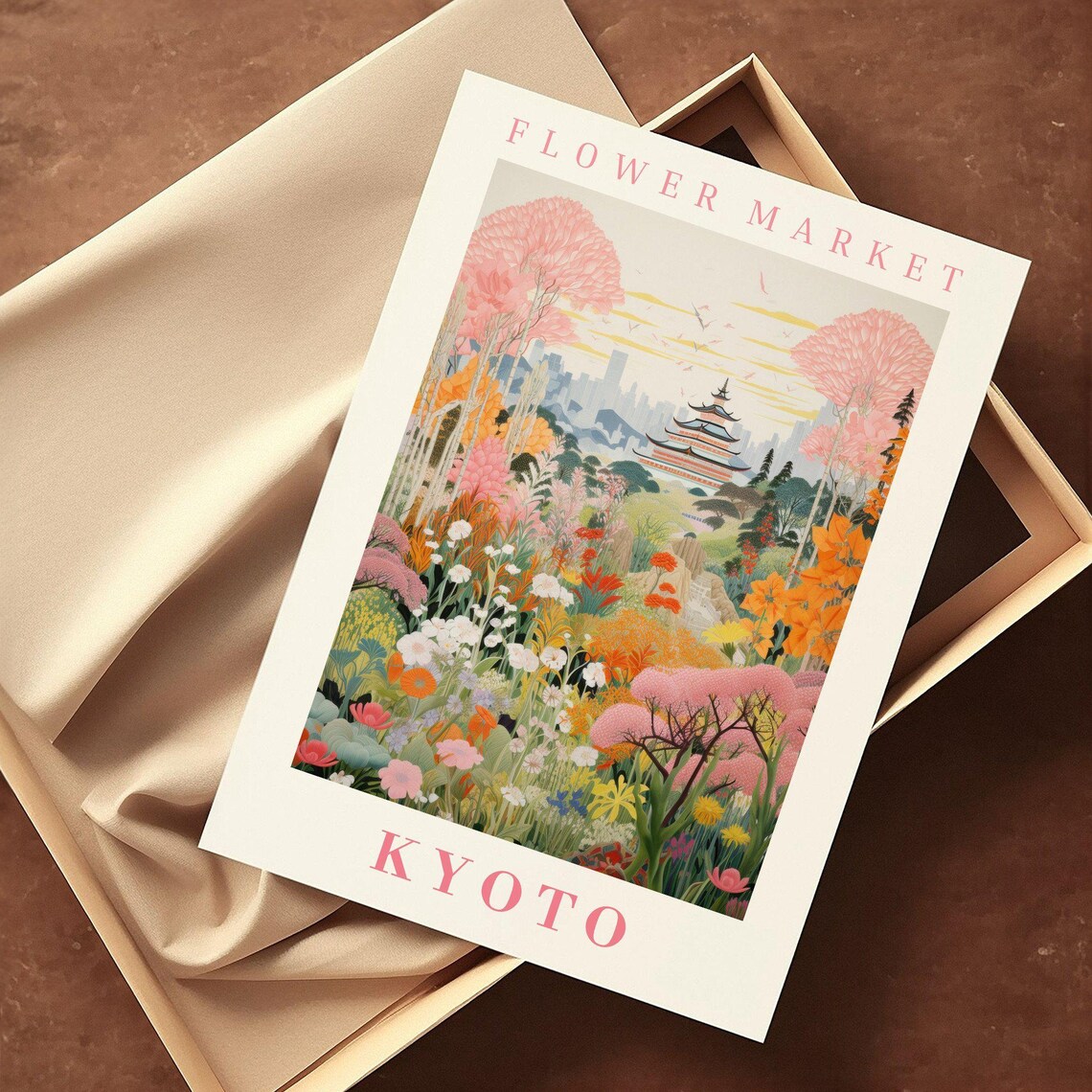 Kyoto Flower Market Travel Poster, Botanical Illustration - Image 2