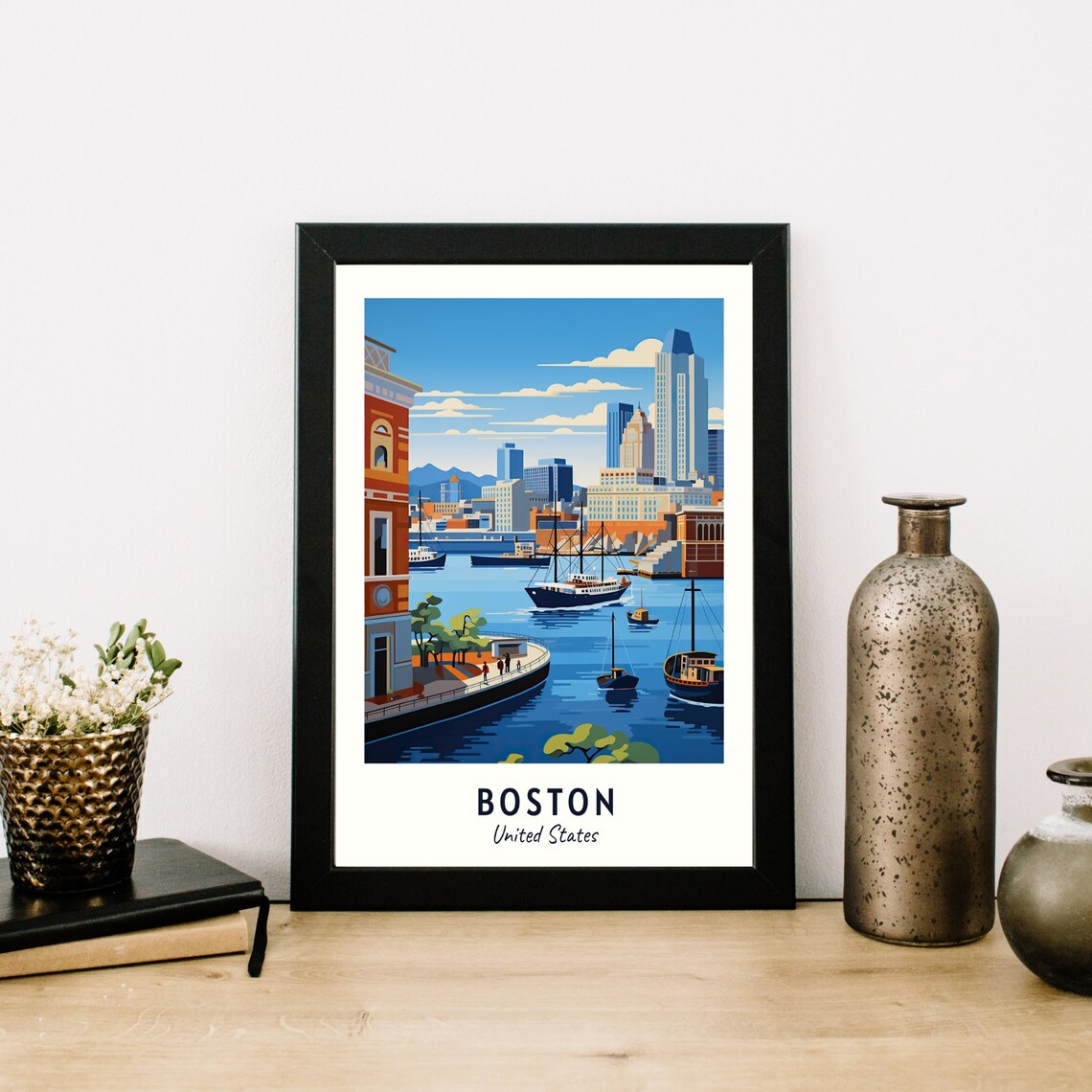 Boston City Print Boston Travel Poster United States Travel Gift Boston United States Poster Boston Gift - Image 3