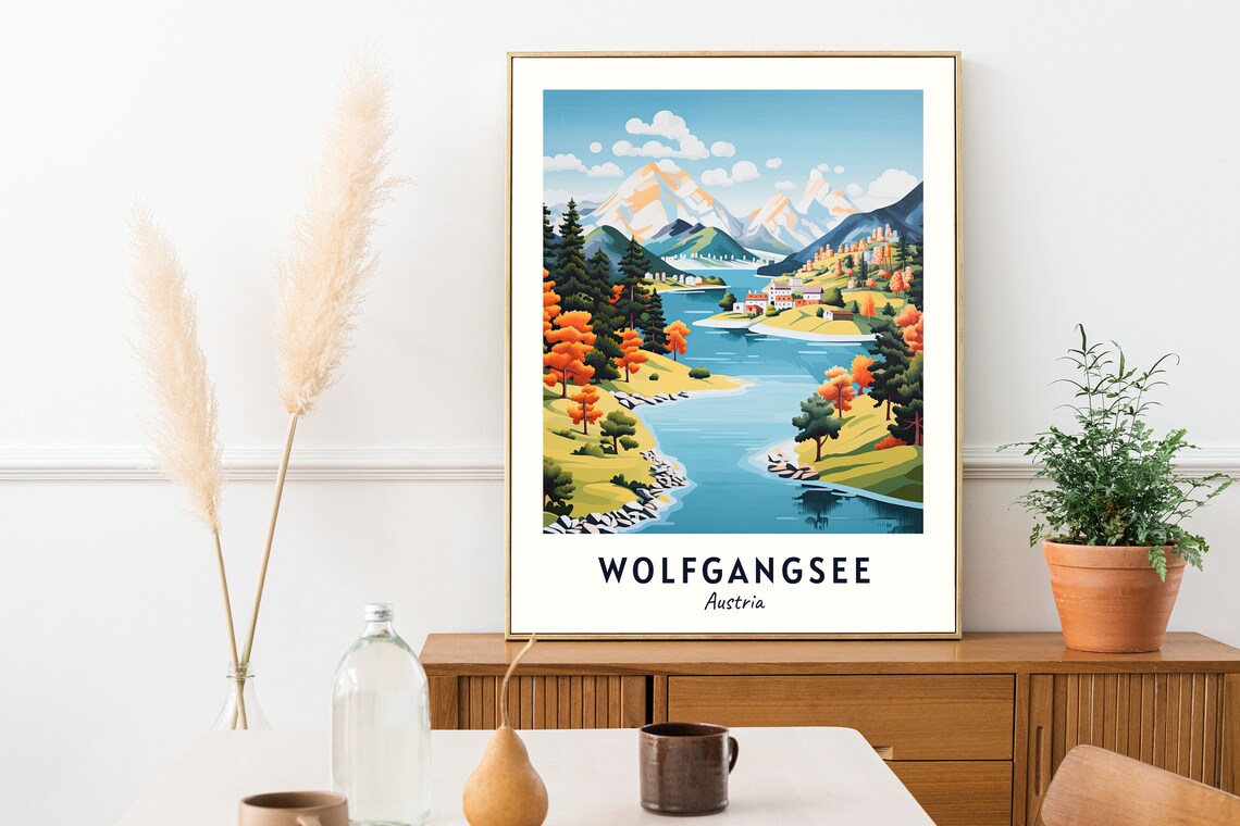 Wolfgangsee Austria Alpine Lake In Autumn Colors With Village Poster - Image 2