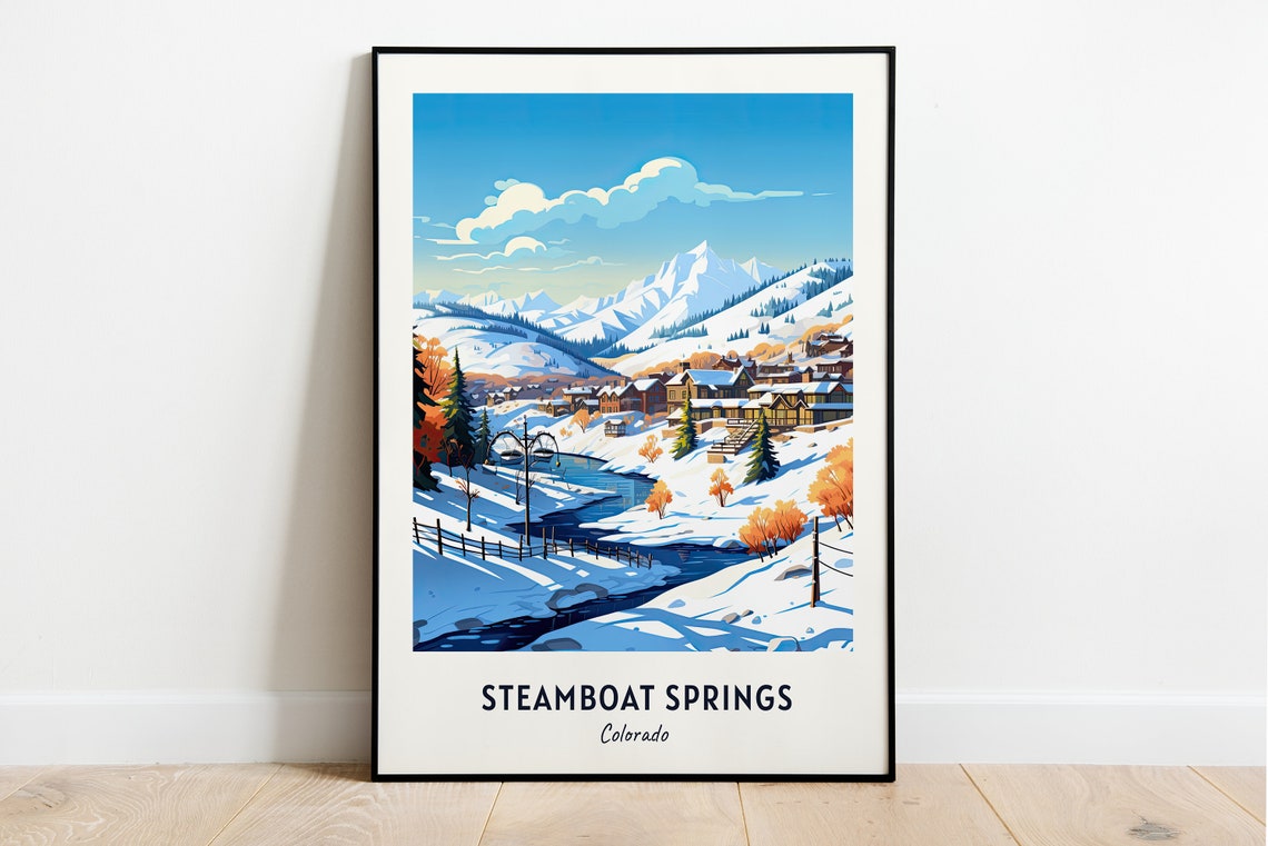 Steamboat Springs Travel Print Steamboat Springs Ski Poster Colorado Ski Poster Steamboat Springs Ski Resort Print